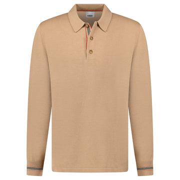 Burberry 'Pace' Signature Stripe Wool Polo Camel