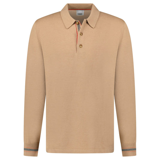 Burberry 'Pace' Signature Stripe Wool Polo Camel