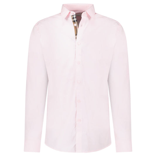 Burberry 'Shefford' Check Placket Long Sleeve Shirt in Pale Pink