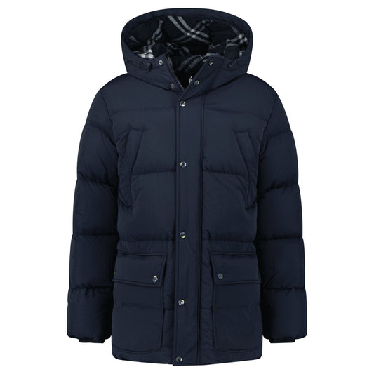 Burberry Technical Nylon Puffer Coat in Navy