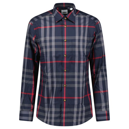 Burberry 'Claverdon' Check Shirt in Navy & Red