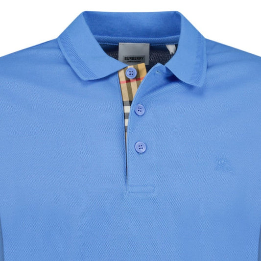 Burberry 'Eddie' Long Sleeved Polo-Shirt Blue