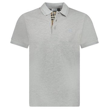 Burberry 'Eddie' TB Check Placket Polo-Shirt Grey