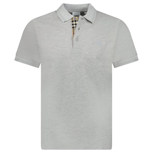 Burberry 'Eddie' TB Check Placket Polo-Shirt Grey