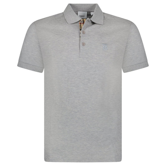 Burberry 'Eddie' TB Check Placket Polo-Shirt Grey