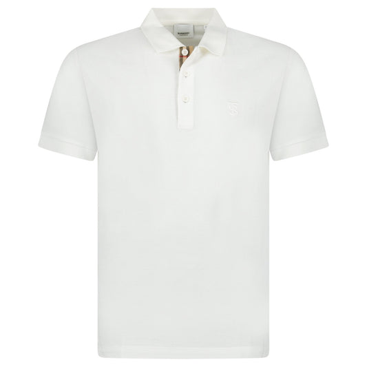 Burberry 'Eddie' TB Check Placket Polo-Shirt White