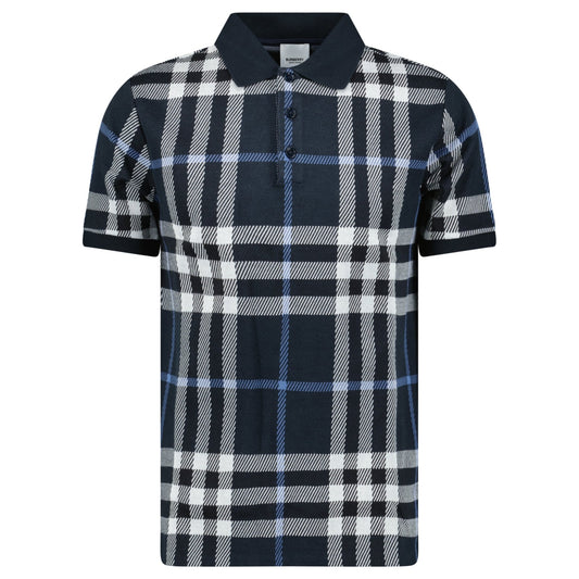 Burberry 'Ferry' Check Cotton Polo Navy