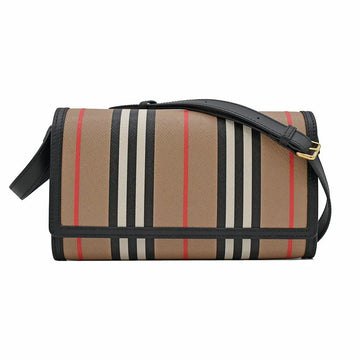 Burberry 'Hannah' Leather Shoulder Bag in Signature Archive Beige & Black