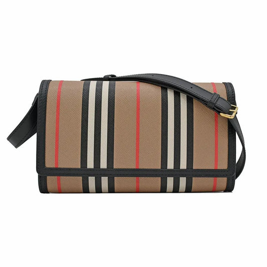 Burberry 'Hannah' Leather Shoulder Bag in Signature Archive Beige & Black