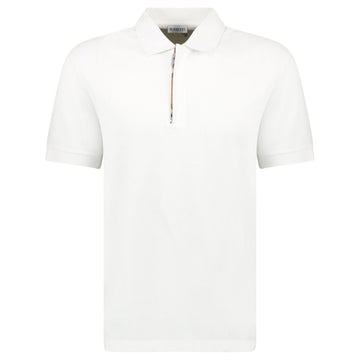 Burberry 'Hartford' Check Placket Zip Polo White