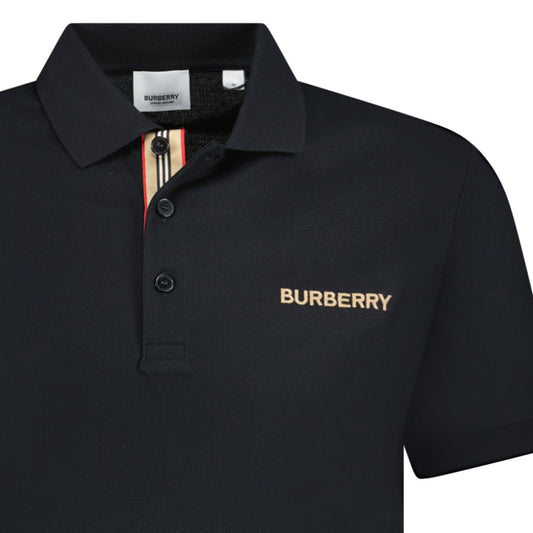 Burberry 'Hartford' Embroidery Logo Check Polo Black