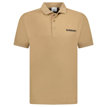 Burberry 'Hartford' Embroidery Logo Check Polo Camel Beige
