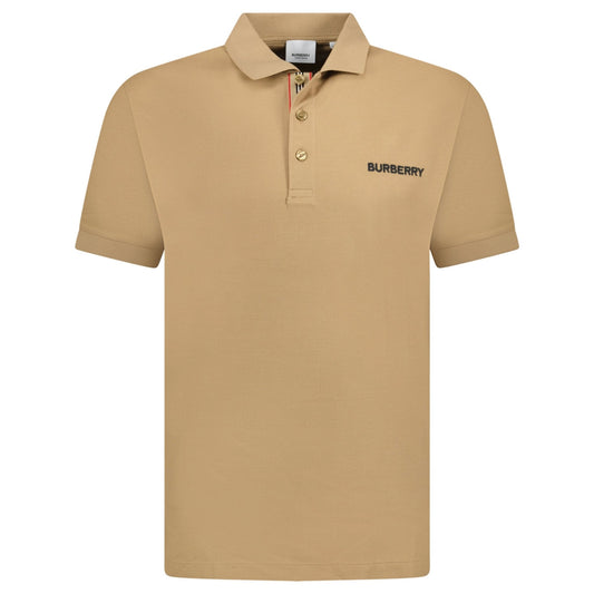 Burberry 'Hartford' Embroidery Logo Check Polo Camel Beige