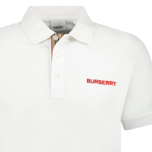 Burberry 'Hartford' Embroidery Logo Check Polo White