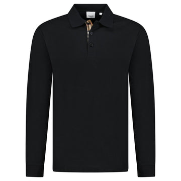 Burberry 'Hartford' Long Sleeved Check Placket Polo-Shirt Black