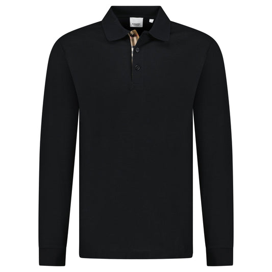 Burberry 'Hartford' Long Sleeved Check Placket Polo-Shirt Black