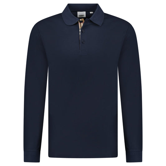 Burberry 'Hartford' Long Sleeved Check Placket Polo-Shirt Navy