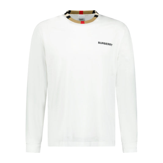 Burberry 'Jayson' Check Long Sleeve T-Shirt White