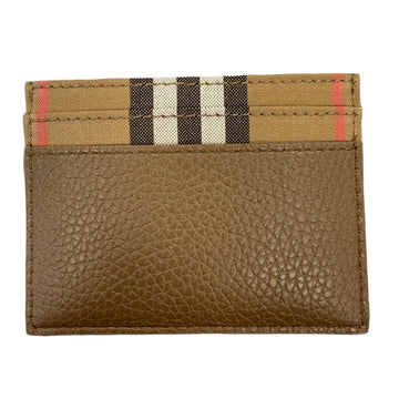Burberry Leather & Canvas Classic Check Card Holder Brown