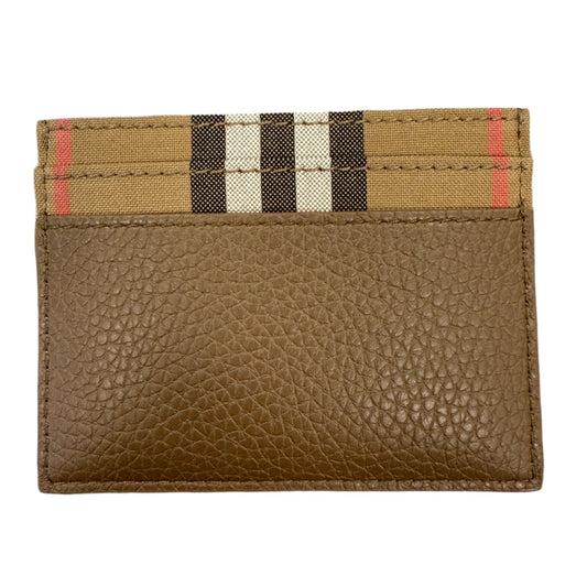 Burberry Leather & Canvas Classic Check Card Holder Brown