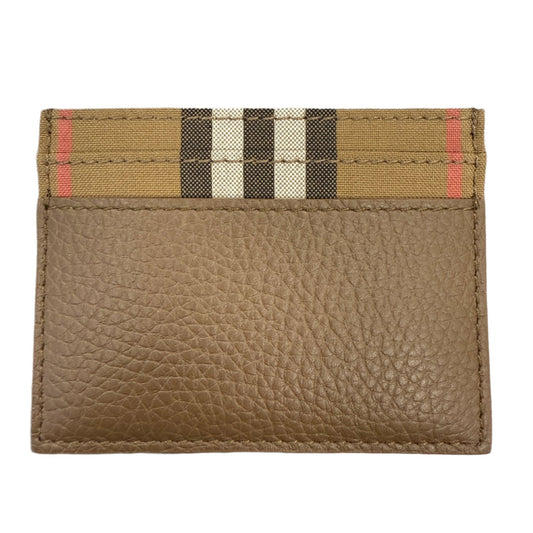 Burberry Leather & Canvas Classic Check Card Holder Brown