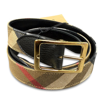 Burberry Leather/ Canvas Reversible House Check Belt Black