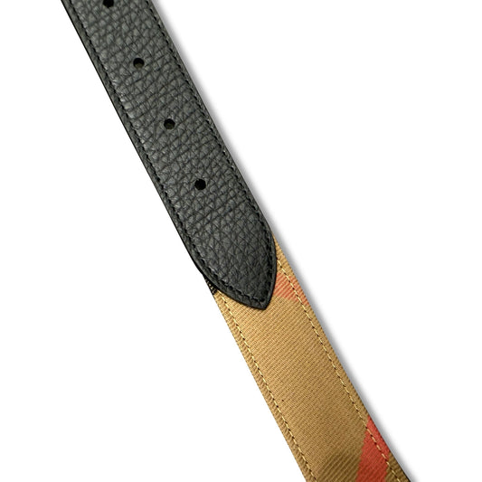 Burberry Leather/ Canvas Reversible House Check Belt Black