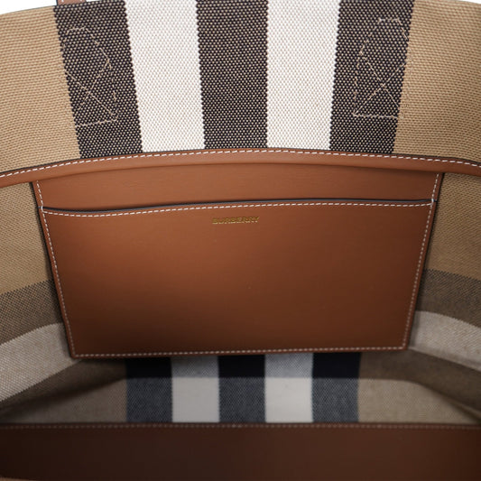 Burberry 'London' Canvas Tote Bag Taupe Brown