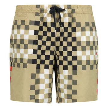 Burberry Pixel Print Check Swim Shorts Beige