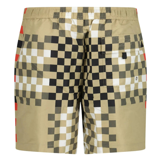 Burberry Pixel Print Check Swim Shorts Beige