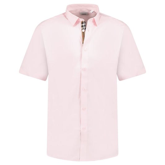 Burberry 'Shefford' Check Placket Short Sleeve Shirt in Pale Pink