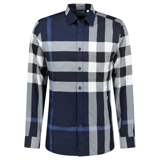 Burberry 'Somerville' Check Shirt in Navy Blue