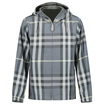 Burberry 'Stanford' Zip-Up Check Hooded Jacket Yellow & Grey