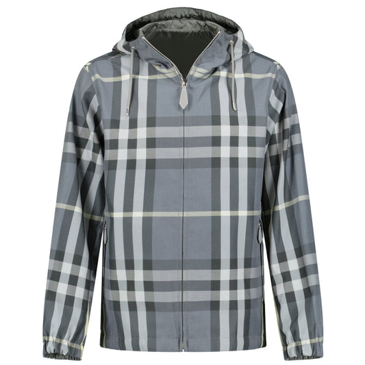 Burberry 'Stanford' Zip-Up Check Hooded Jacket Yellow & Grey