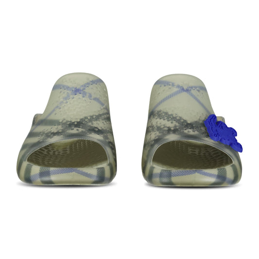 Burberry Stingray Checked Equestrian Knight Motif Sliders