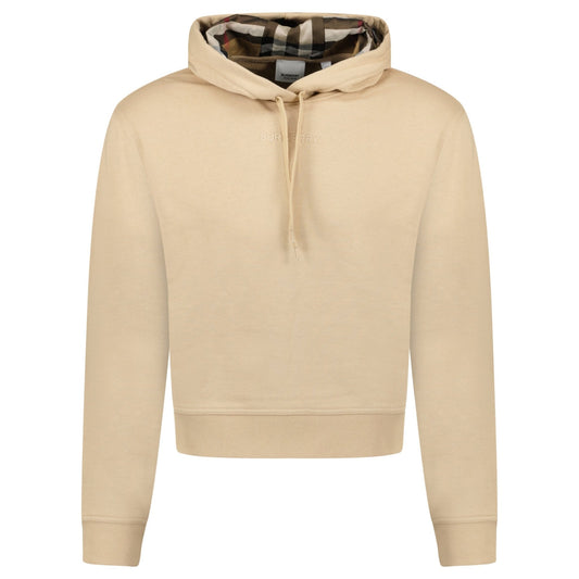 Burberry 'Talley' Embroidery Logo Check Hooded Sweatshirt Beige