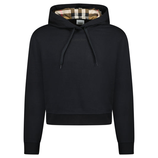 Burberry 'Talley' Embroidery Logo Check Hooded Sweatshirt Black