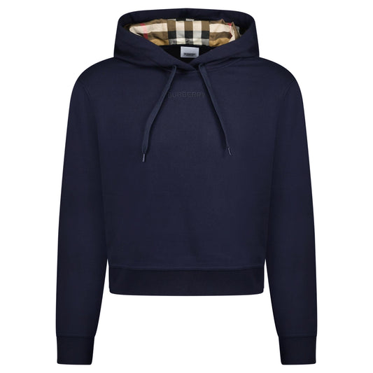 Burberry 'Talley' Embroidery Logo Check Hooded Sweatshirt Navy