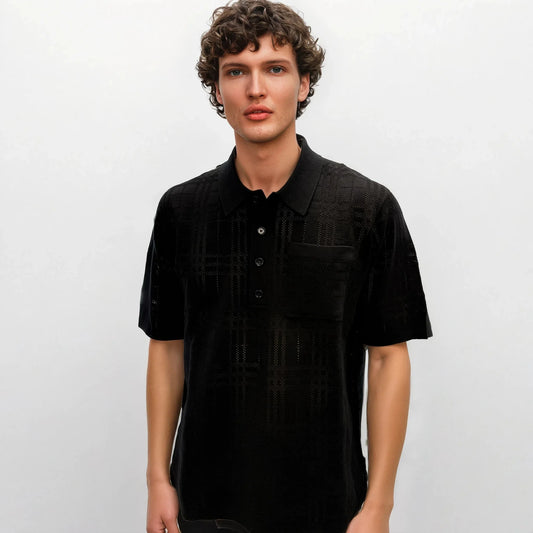 Burberry Tristam Check Knitted Polo Black