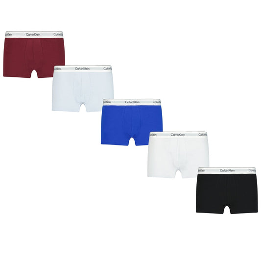 Calvin Klein 'Modern Cotton Stretch' Boxers Maroon, Baby Blue, Blue, White & Black (5 Pack)