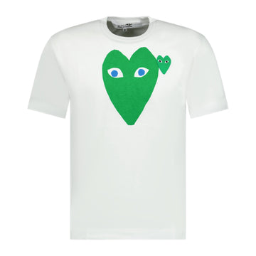 Comme Des Garcons Play Big Print Green Heart T-Shirt White
