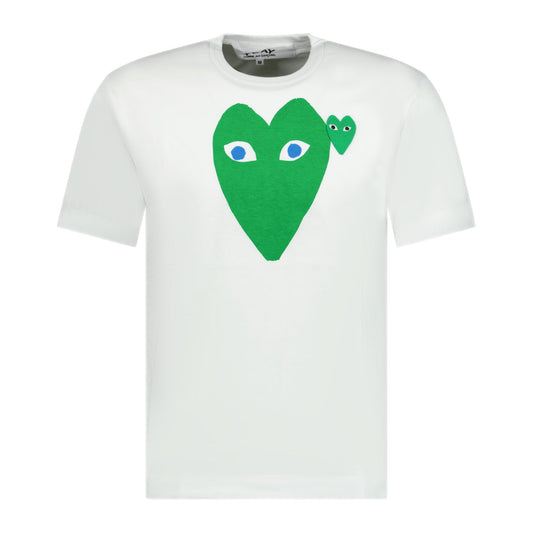 Comme Des Garcons Play Big Print Green Heart T-Shirt White