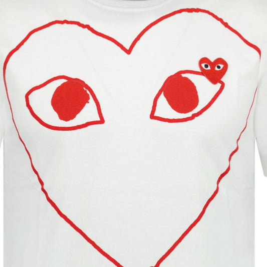 Comme Des Garcons Play Big Print Red Heart T-Shirt White