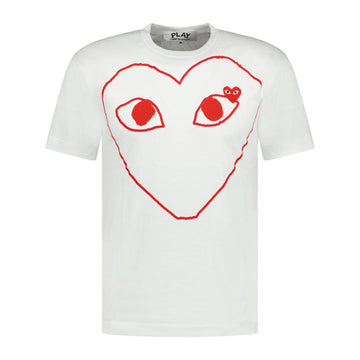 Comme Des Garcons Play Big Print Red Heart T-Shirt White