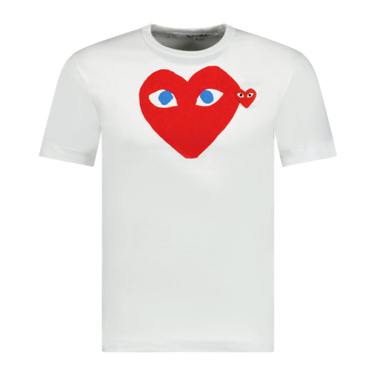 Comme Des Garcons Play Big Print Red Heart T-Shirt White