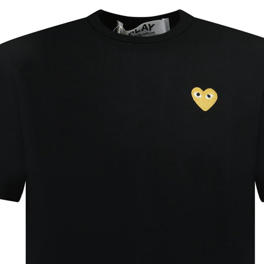 Comme Des Garcons Play Gold Heart Logo T-Shirt Black