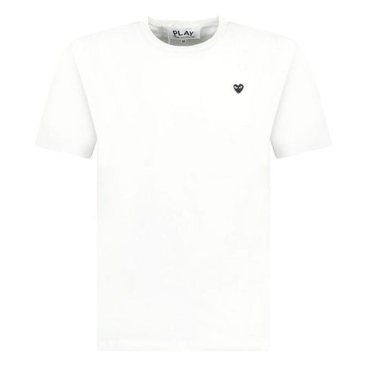 Comme Des Garcons Play Small Black Stitch Heart T-Shirt White