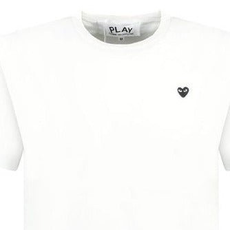 Comme Des Garcons Play Small Black Stitch Heart T-Shirt White