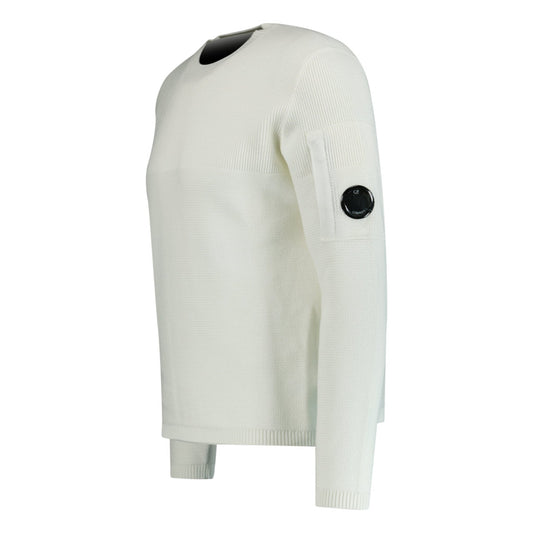 CP Company Arm Lens Knitted Sweatshirt White