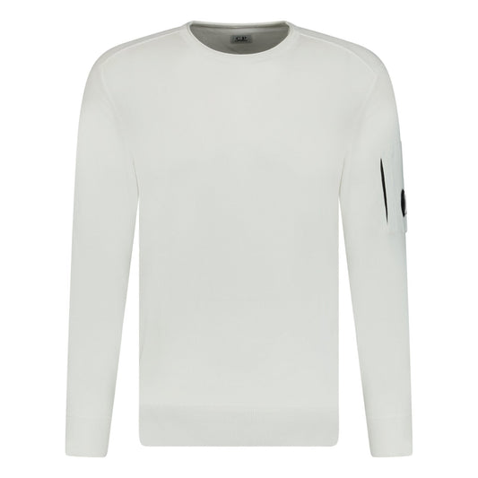 CP Company Arm Lens Terry Knitted Sweatshirt White